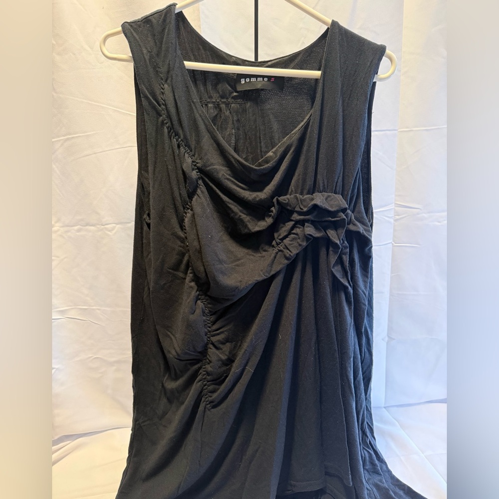 Gomme Black Sleeveless Draped Top